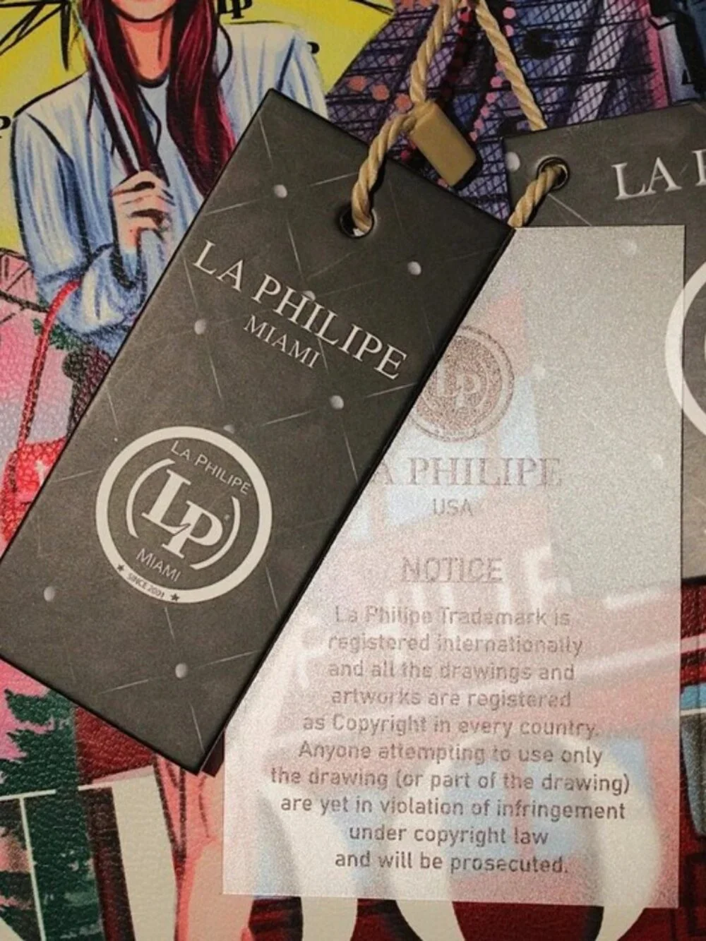 LP La Philipe Purse "Umbrella in London" Handbag Red Large Bag Black Tote LP1020 - Picture 15 of 16